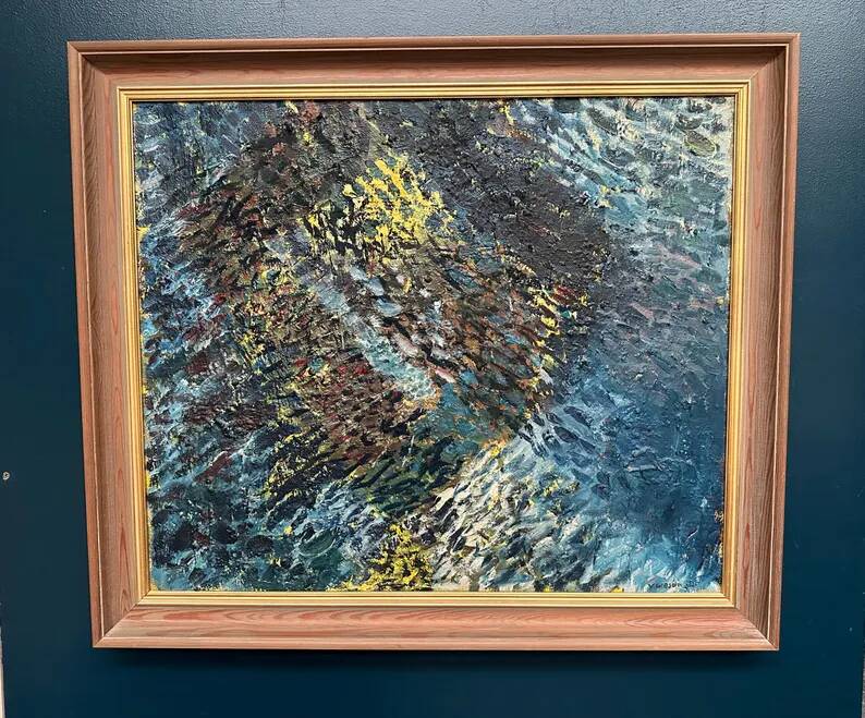 Grande huile sur toile suédoise originale – « Composition » par Valter Gibson