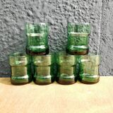 6 green water glasses