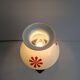 1960s Czechoslovakian milk glass oil lamp style table lamp with red windmill