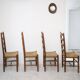 Architectural high-back chairs, straw seat, set of 4.