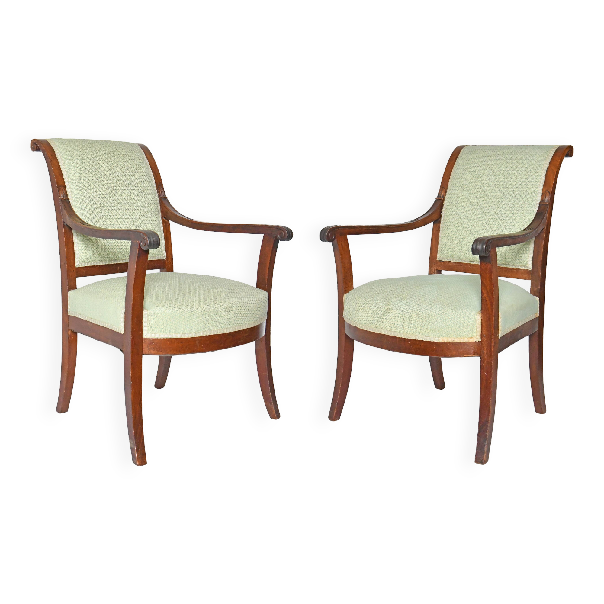 Pair of Restoration period cabriolet armchairs