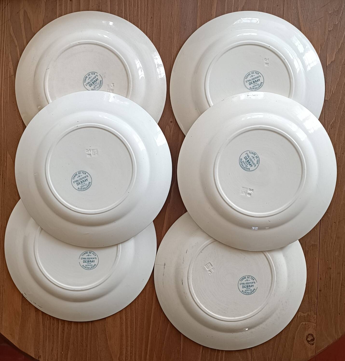 6 ironstone plates, Guadeloupe model