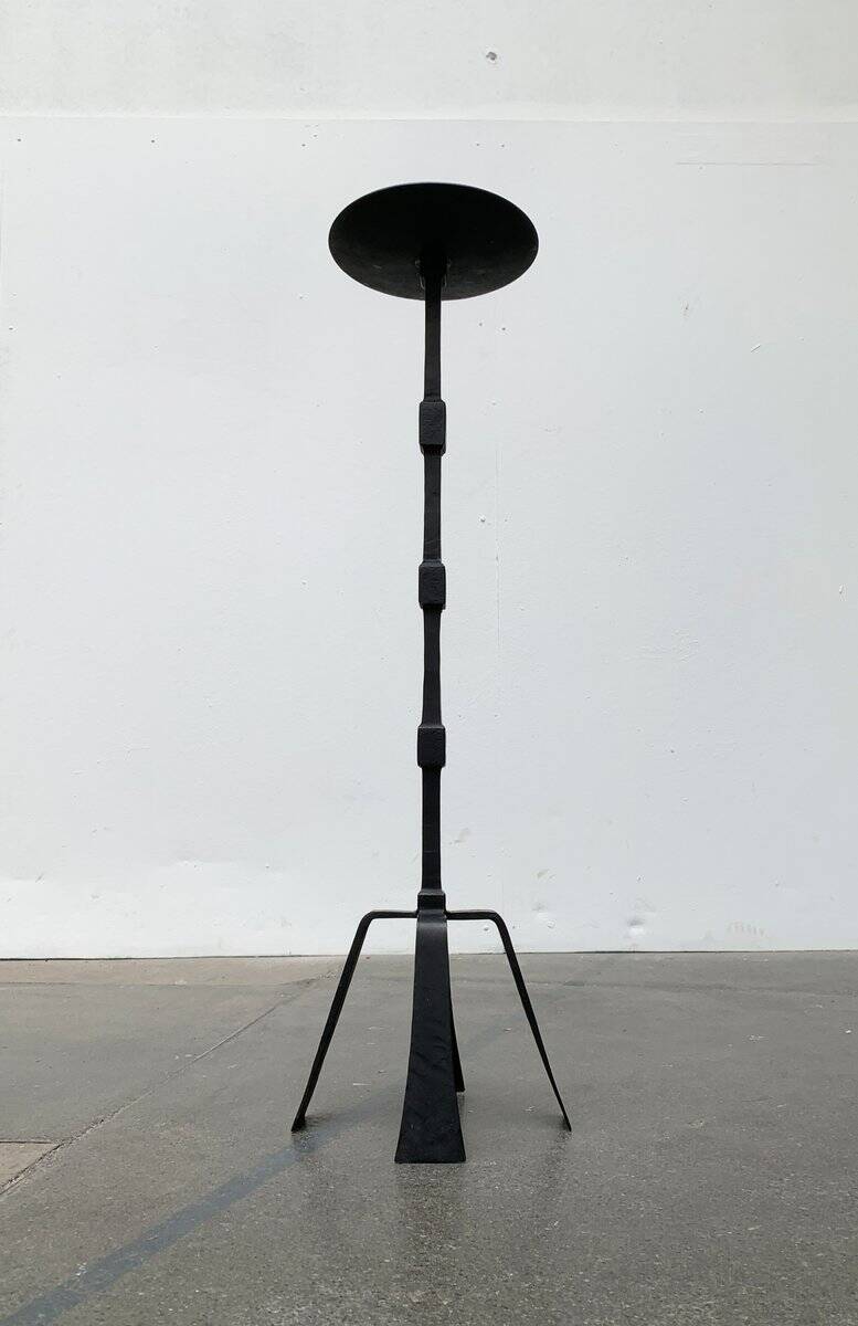 Vintage brutalist candle holder in wrought iron