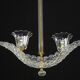 Elegant 2 cup Barovier Art Deco chandelier, Murano glass, brass structure 1940s