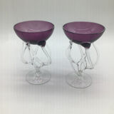 Paire de coupe meduse en verre