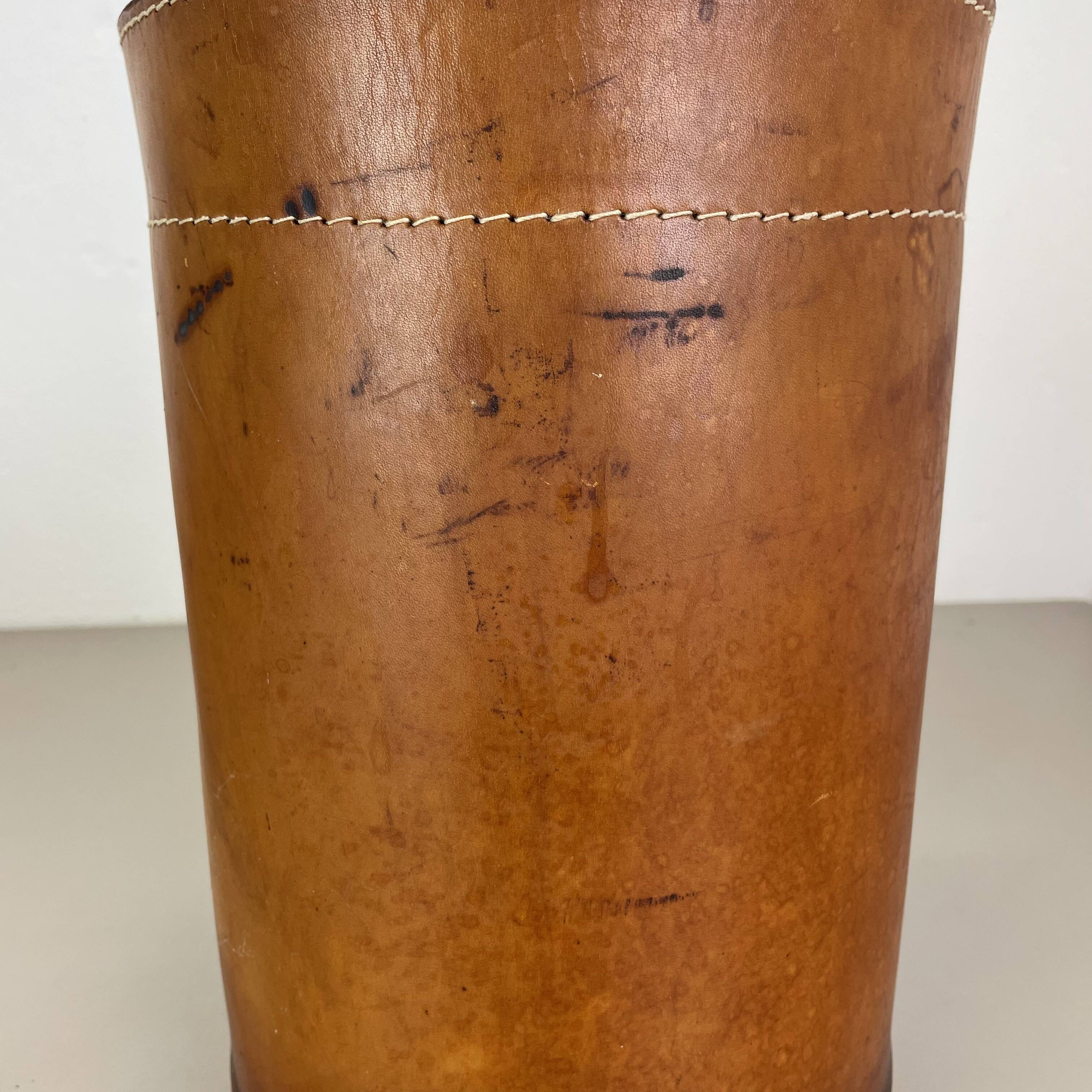 lovely real leather paper bin basket by Torben Ørskov & Co Denmark, 1960s