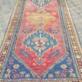 Tapis d'orient fait main de couloir caucasien ancien Kazak  3,09 x 1,52 m