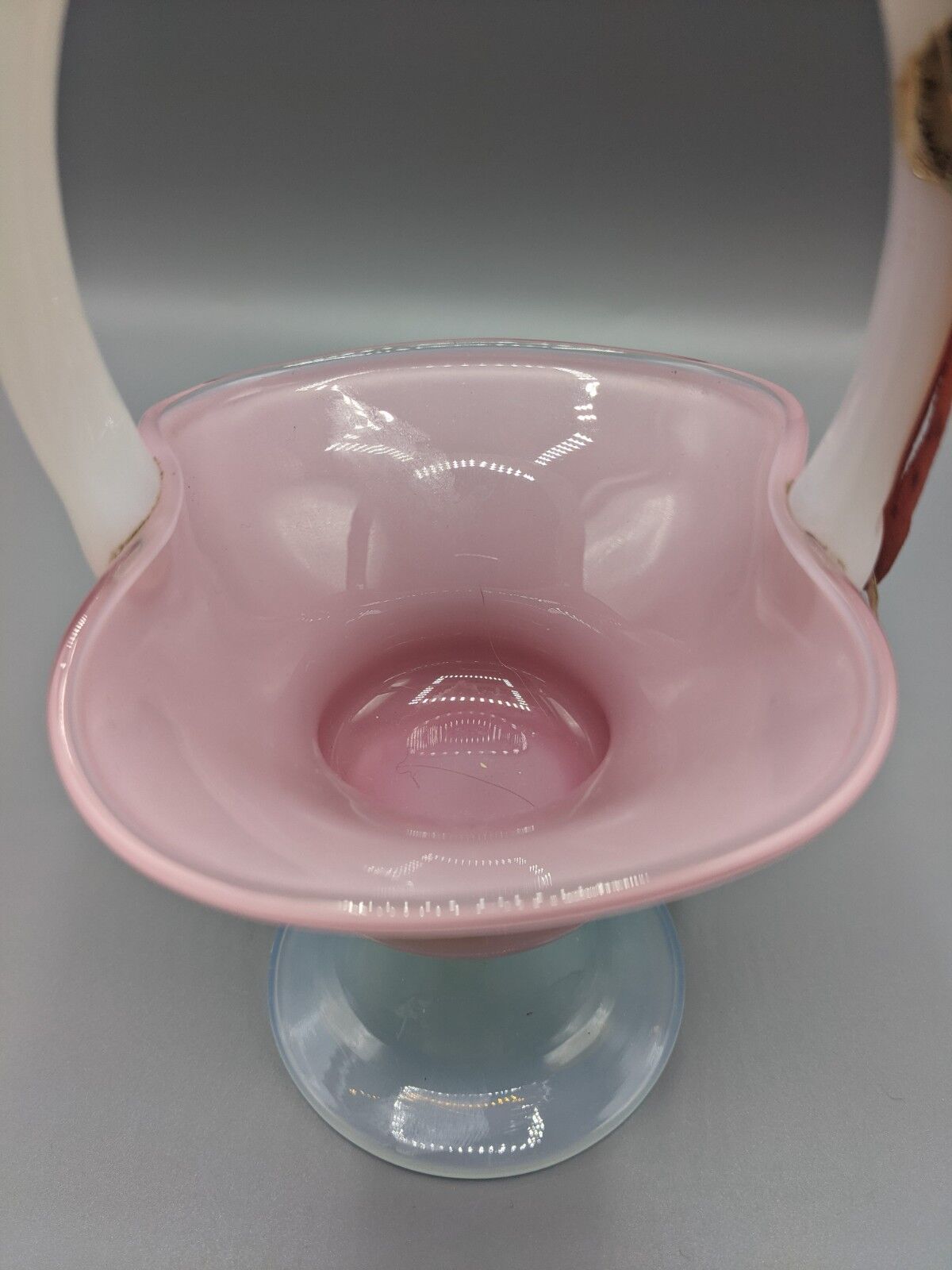 opaline basket, candy pink from Cristaleria La Toscana - H: 20cm