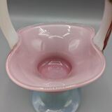 opaline basket, candy pink from Cristaleria La Toscana - H: 20cm