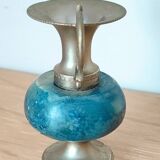 Petite amphore en onyx bleu/vert et laiton - Vintage "1970"