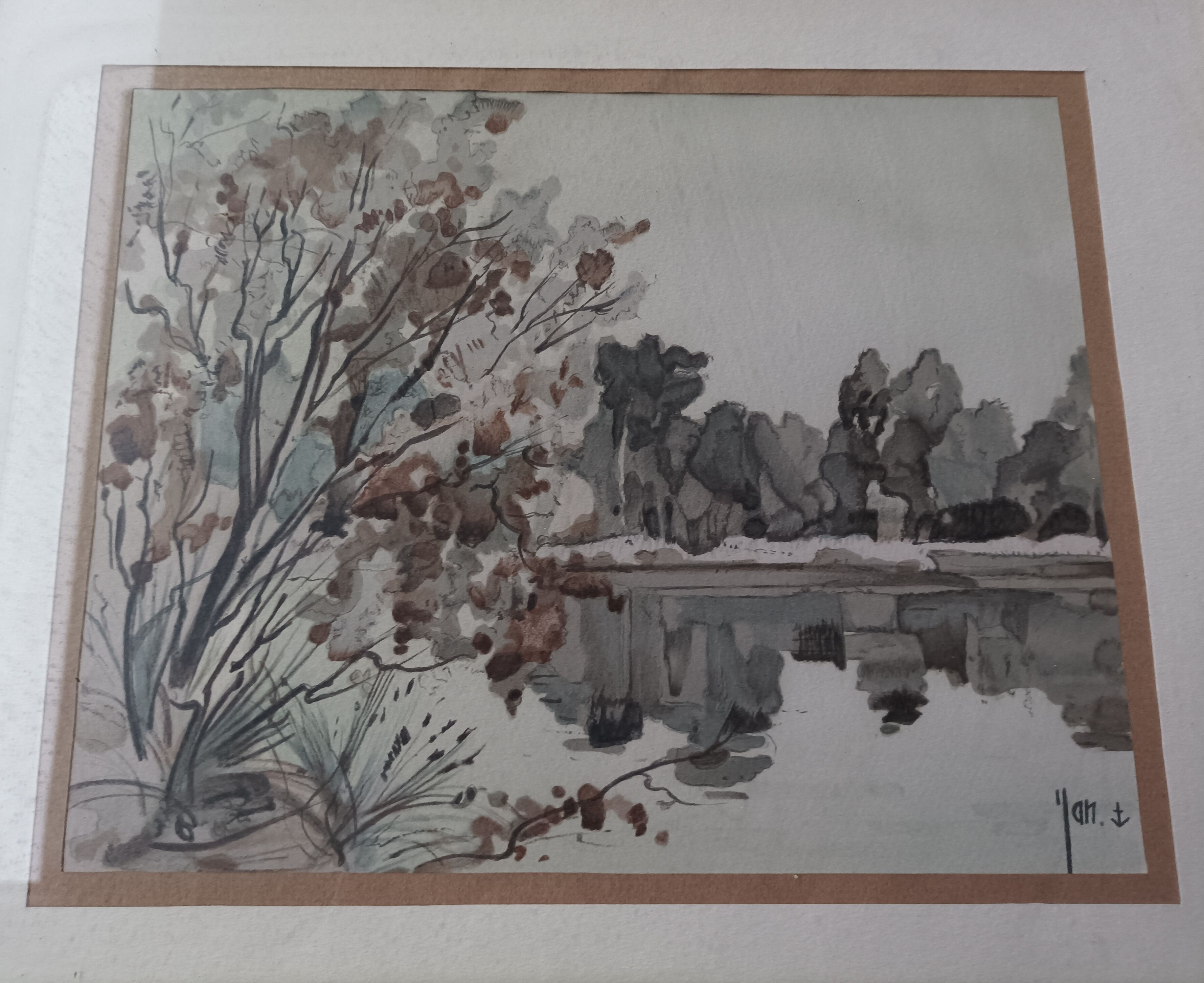 Watercolor landscape of Sologne