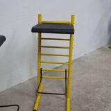 Paire de tabouret de bar italien ajustables jaune laqué et noir