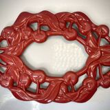 Cherry Pattern Enameled Cast Iron Trivet