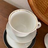 5 tasses à café en blanc , doré et noir