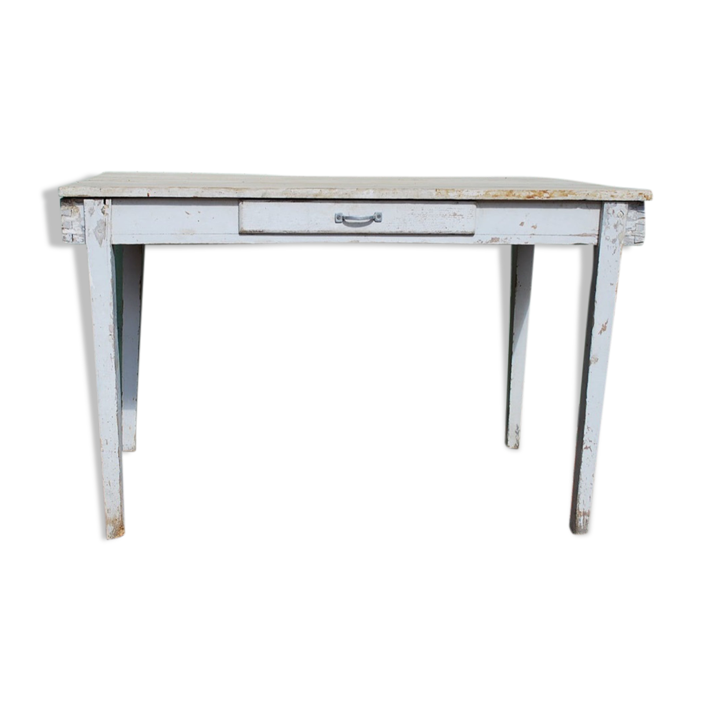 White farm table patinated