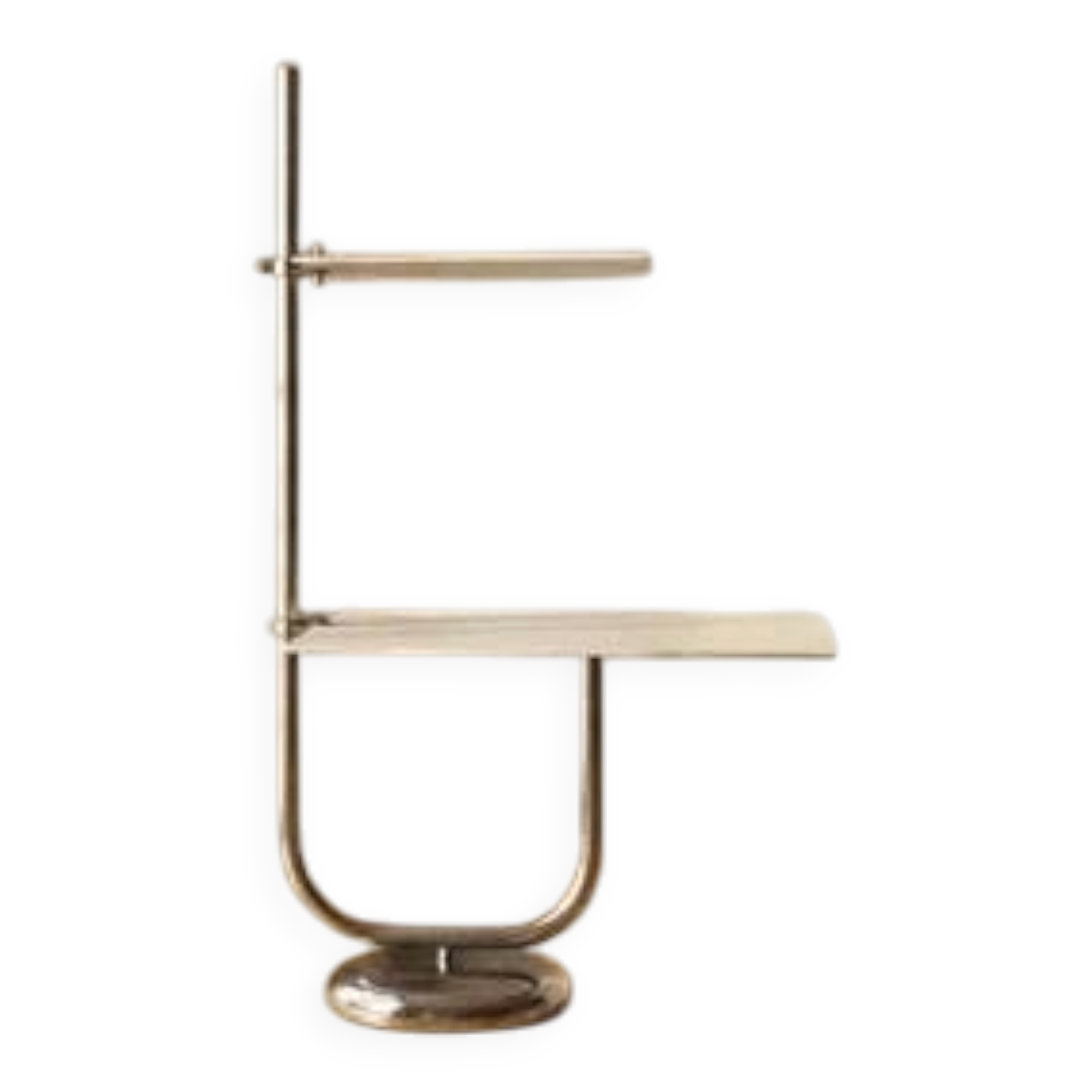 Vintage chrome flower stand with two white shelves, 1970s, Czechoslovakia, 35 × 54 × 100 cm