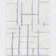 Tapis berbère marocain Beni Ouarain écru à motifs bleu 2,40x1,46m