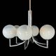 Six arms chandelier in murano glass spheres and chrome. Italy 1960s
