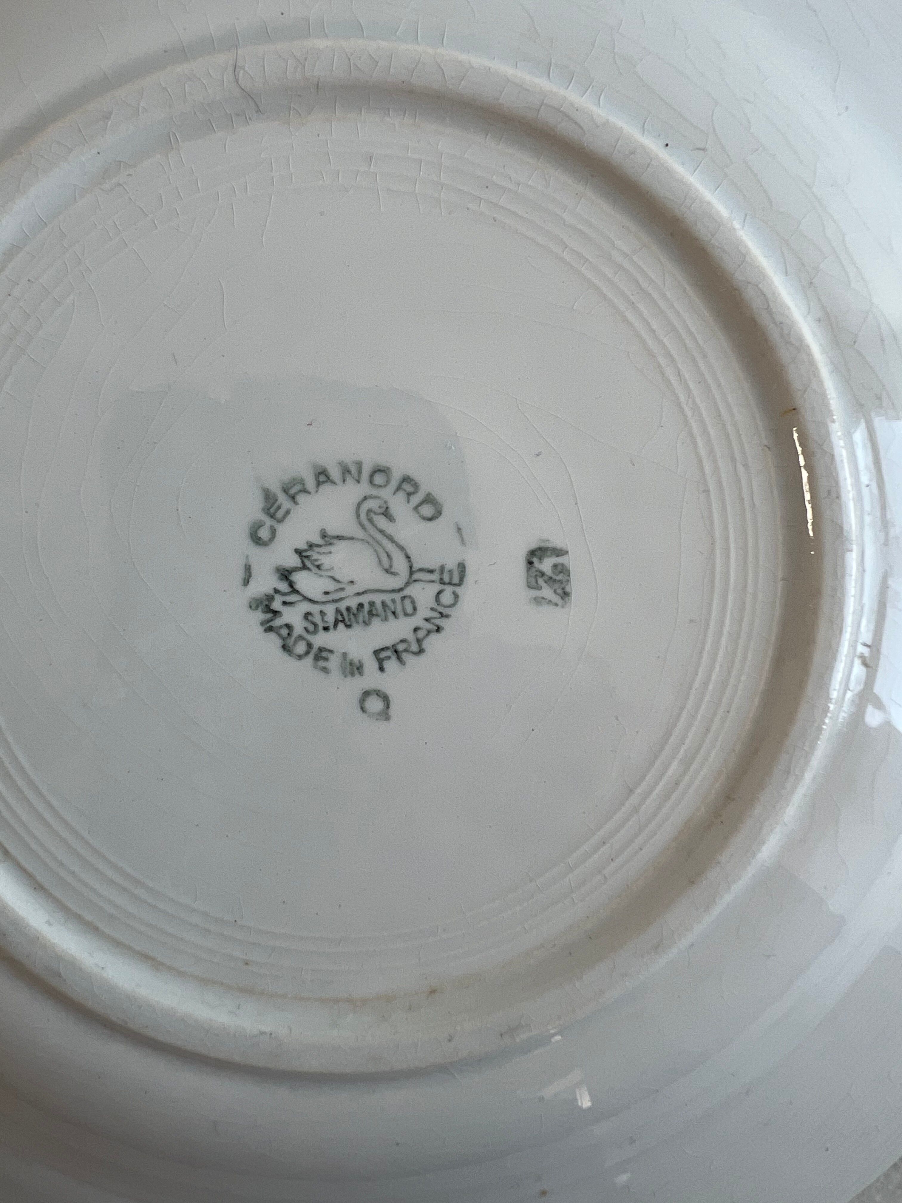 Set of 6 antique deep plates — Céranord pottery, model