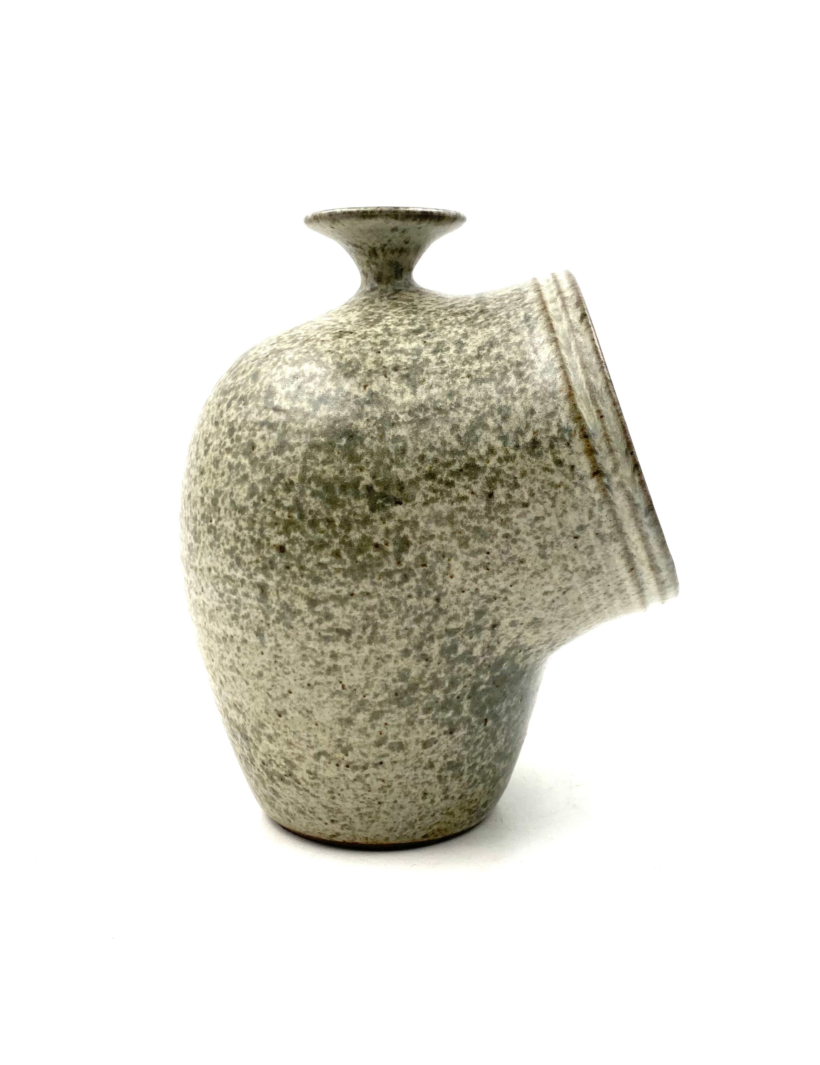 Organic green ceramic vase, France 1960s