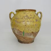 Magnificent glazed yellow confit pot, south-west of France. 19th century.