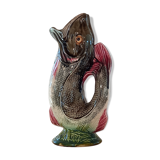 Vase or pitcher in dabbling shaped on Onnaing's earthenware fish. Art Nouveau period. Perfect condition