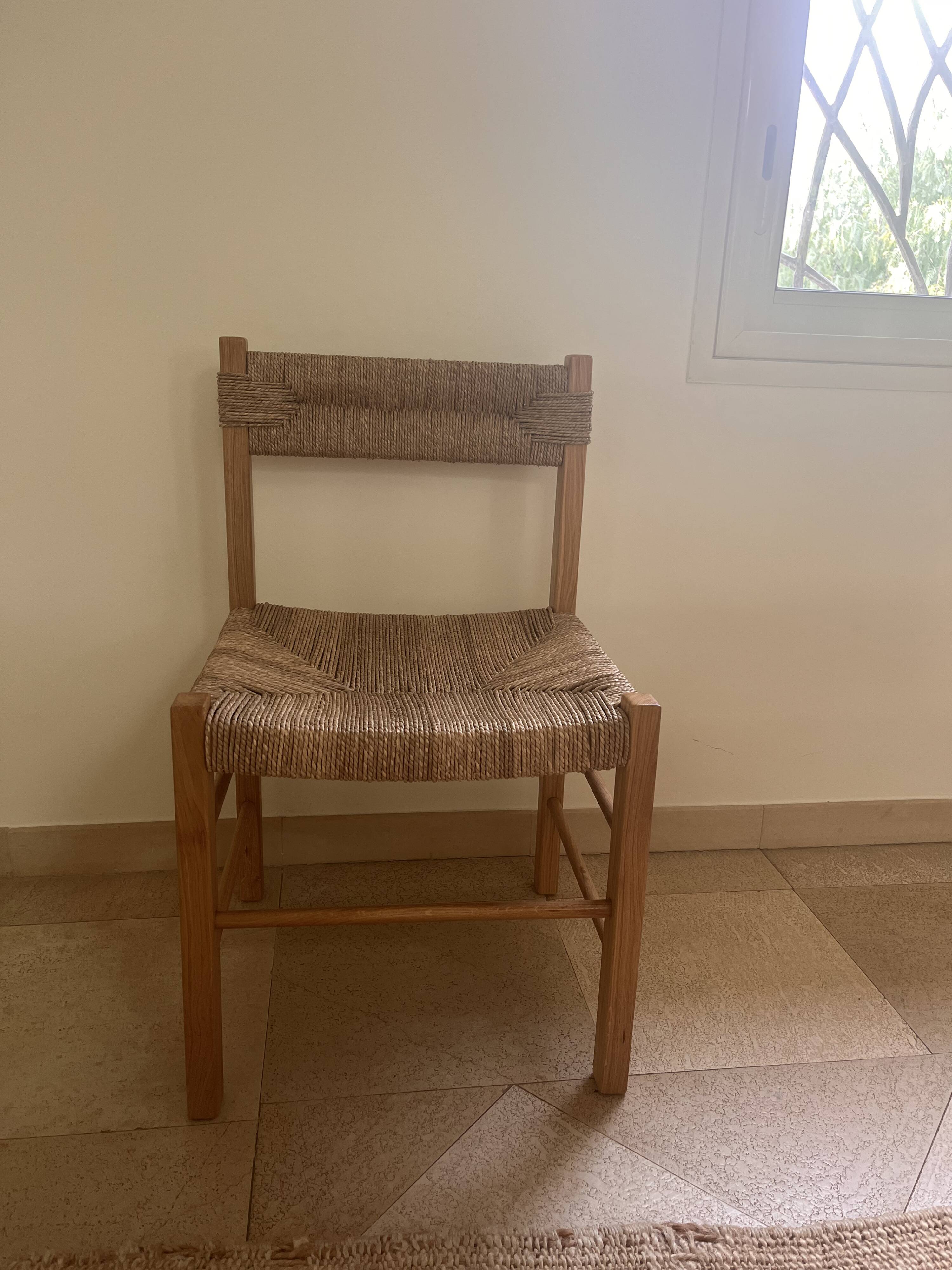 set of 8 oak chairs, reproduction of the Dordogne by Charl