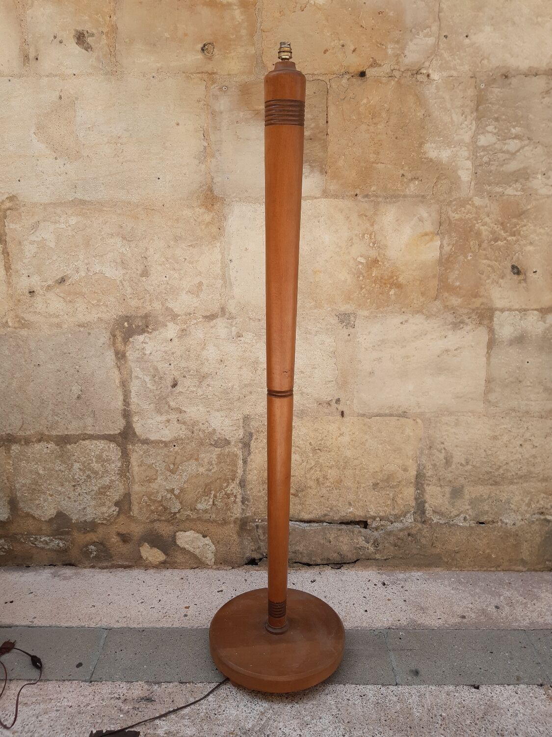 Teak wood floor lamp
