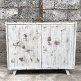 Buffet bahut enfilade - vintage - 1950 - compass feet - white patina