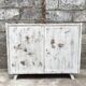 Buffet bahut vintage 1950 pieds compas patine blanche