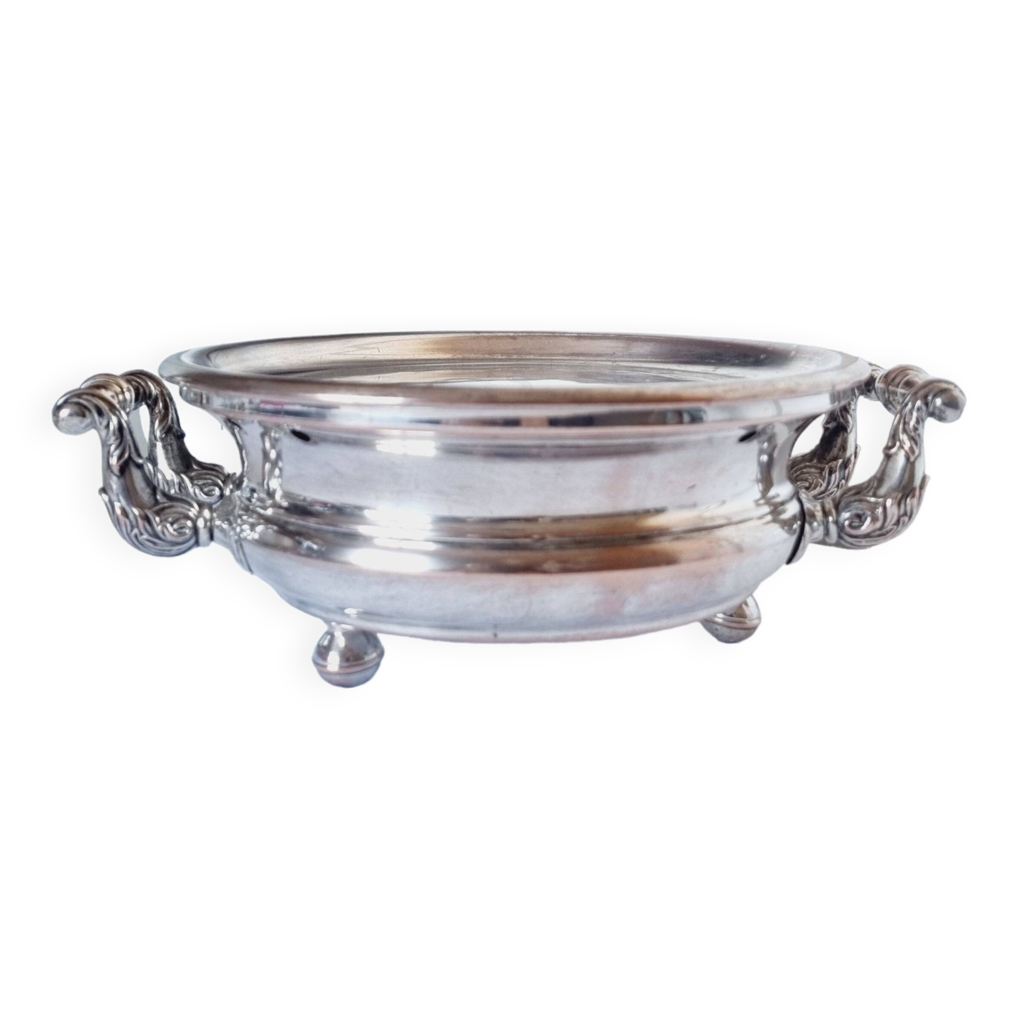 Antique 20th century silver plated baroque style plate warmer