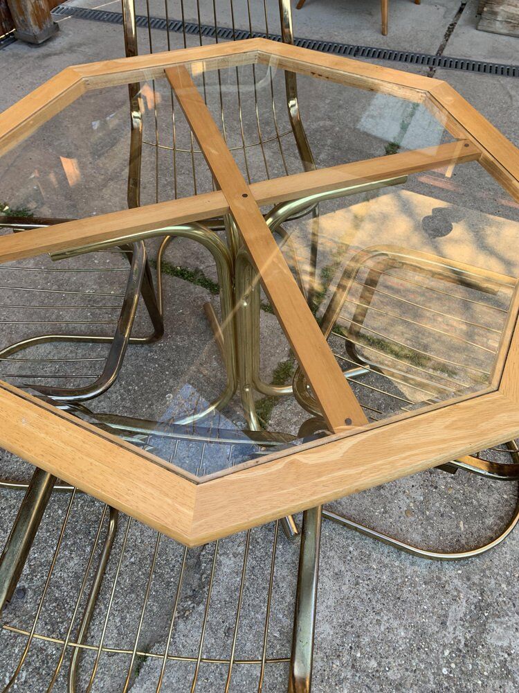 Vintage dining table and chairs, set of 5