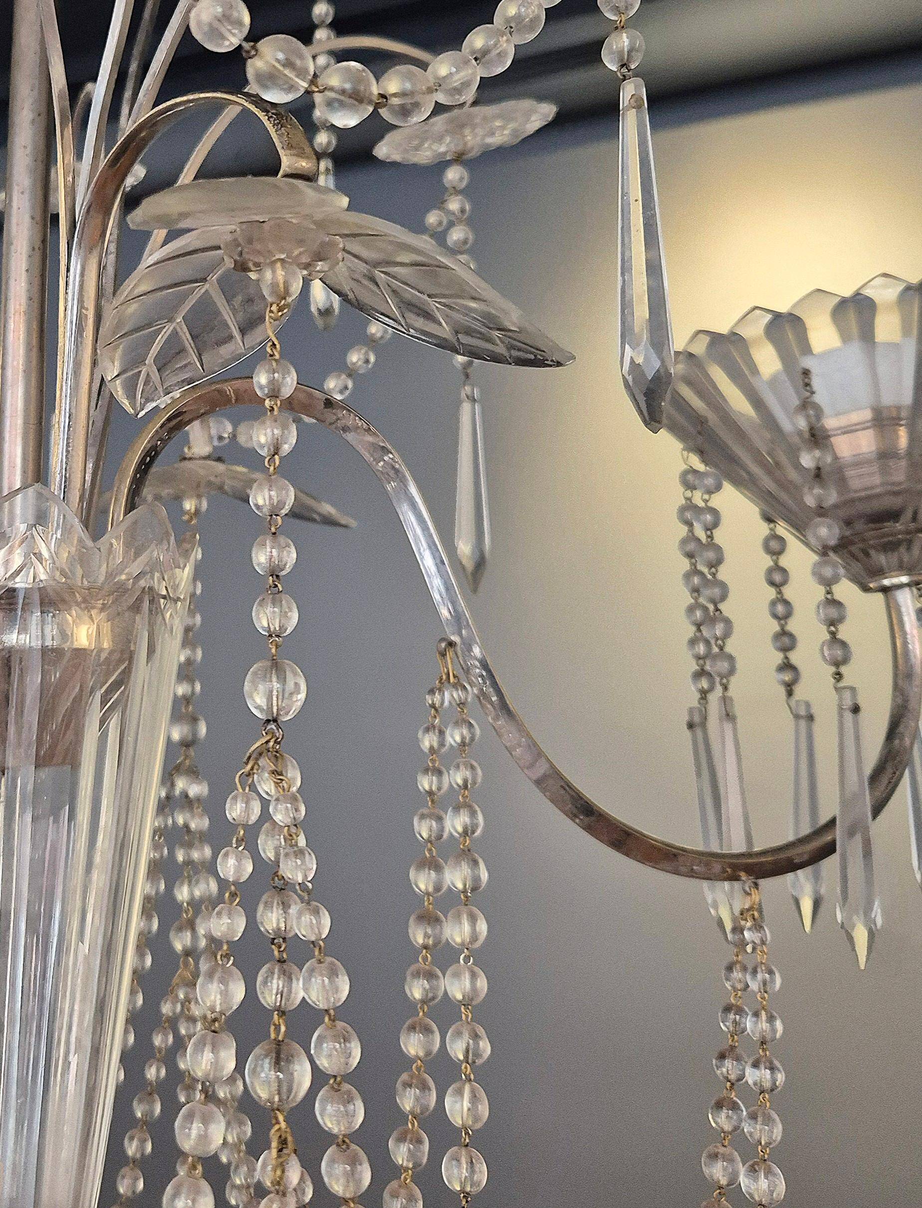 Lustre, crystal and silver-plated metal, Swedish neoclassicism