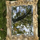 19th century style beveled mirror with garlands of flowers and leaves