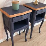 Pair of Louis XV style bedside tables, Sèvres Blue