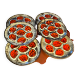 Set of six Pornic oyster plates