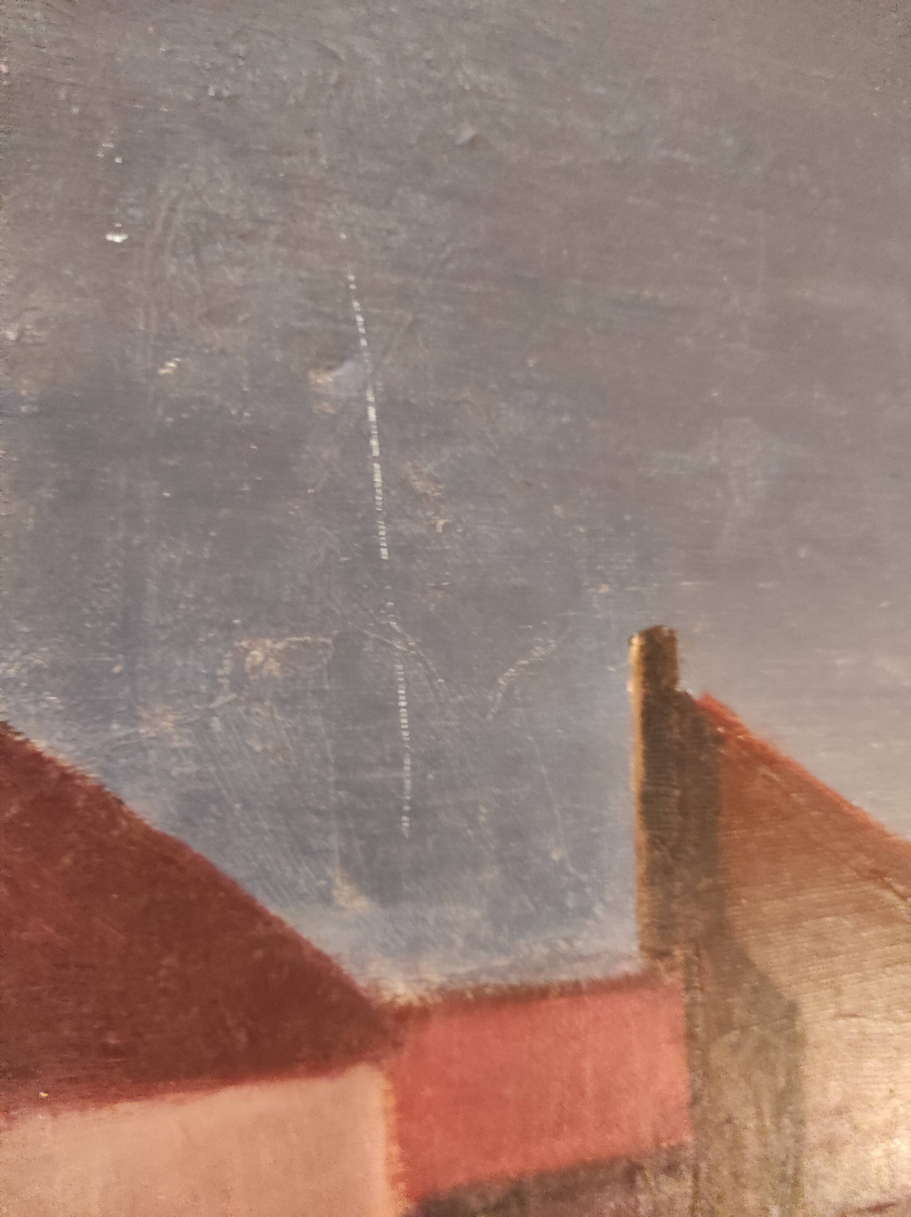 French vintage oil painting on canvas, signed A. Lahour, 1964