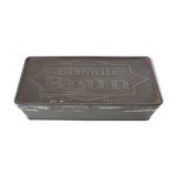 Old brown biscuit metal box