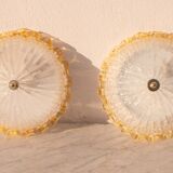 Set of 2 Charming Italian Yellow Murano Glass Ceiling Fixture, Murano, 1970
