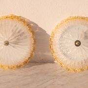 Set of 2 Charming Italian Yellow Murano Glass Ceiling Fixture, Murano, 1970