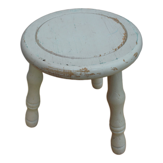 Old vintage stool old white patina tripod