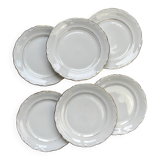 6 Small vintage plates in white and gold porcelain Winterling Bavaria