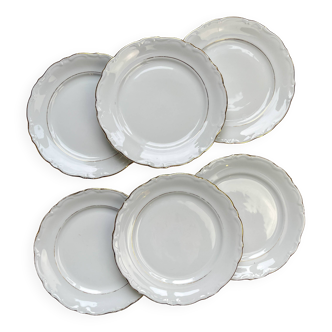 6 Petites assiettes vintage porcelaine blanche dorée Winterling Bavaria