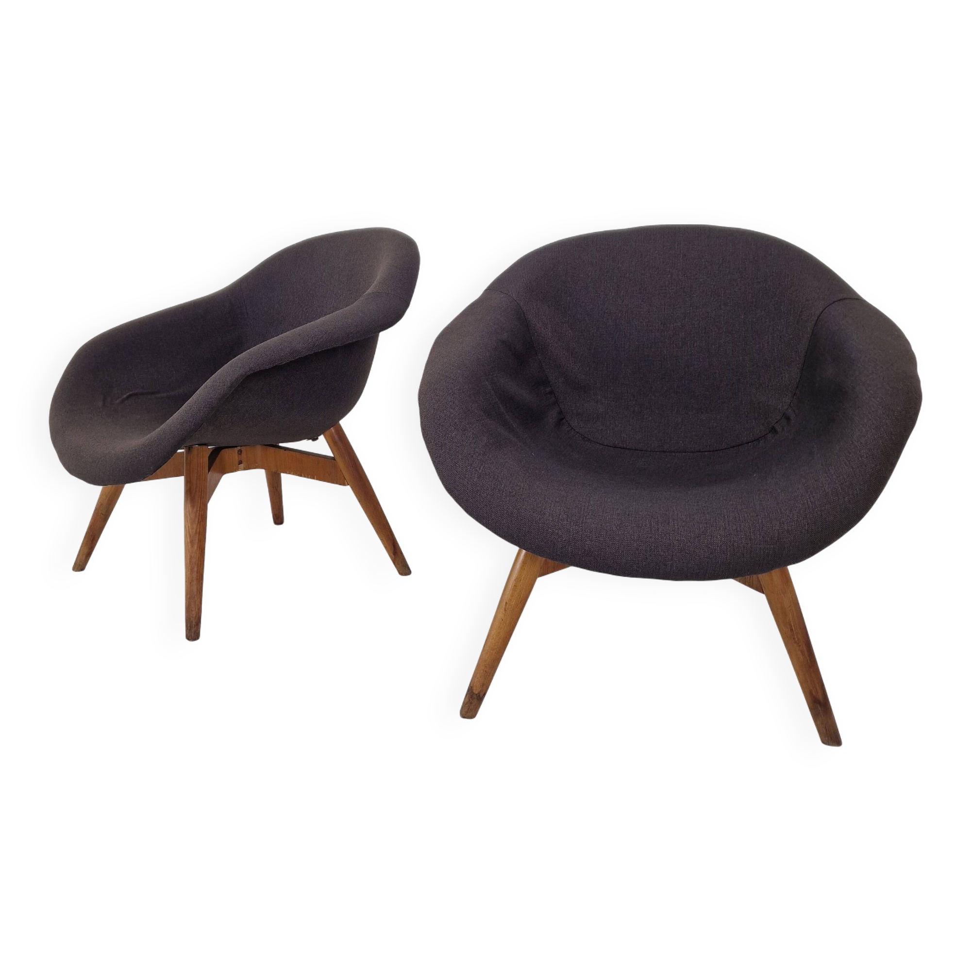 Set of 2 Bucket Lounge Chairs by Miroslav Navrátil for Vertex, 1960's