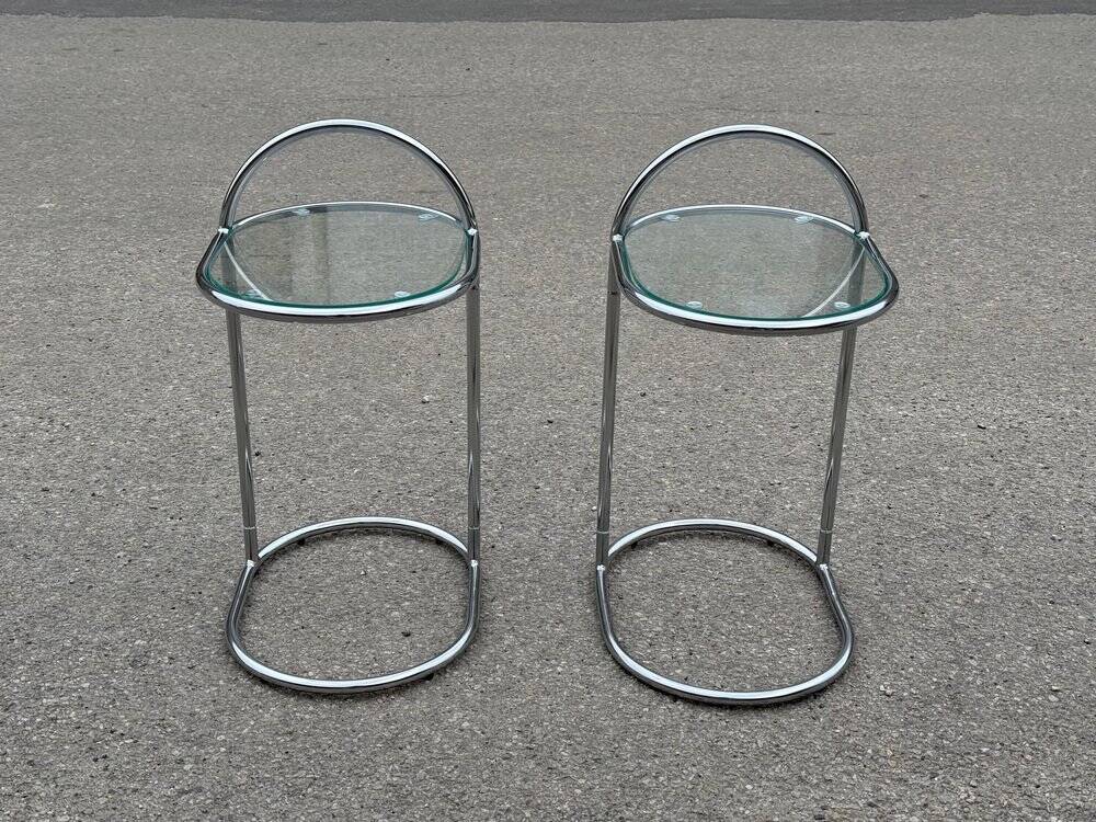 German chrome and glass bedside tables, 1981, set of 2