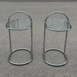 German chrome and glass bedside tables, 1981, set of 2