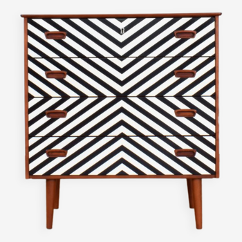 Mid-Century Danish Op-Art Chest of Drawers, 1960s.