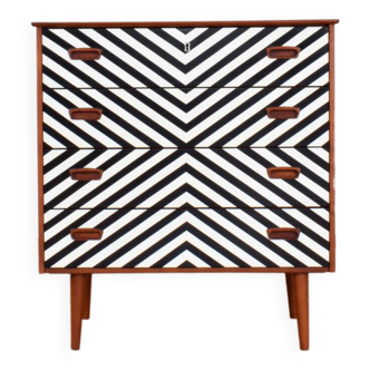 Mid-Century Danish Op-Art Chest of Drawers, 1960s.
