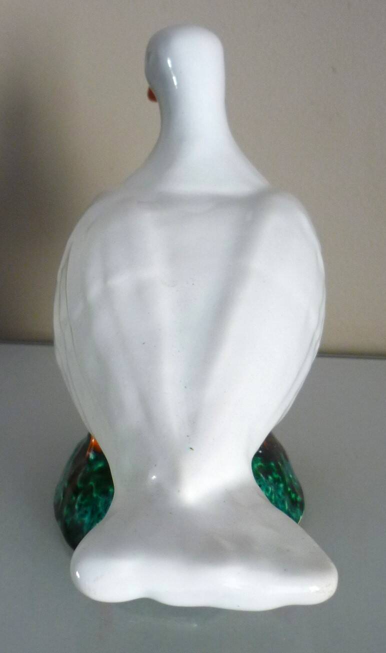 Glazed ceramic bird, signed Vallauris with bright colors
