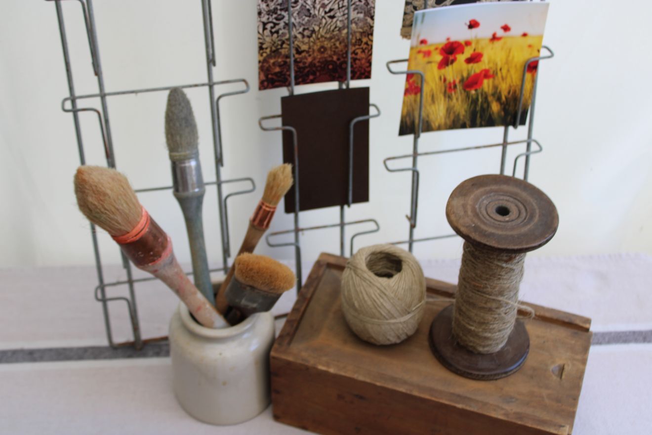 Old postcard wall display